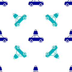 Blue Car insurance icon isolated seamless pattern on white background. Insurance concept. Security, safety, protection, protect concept. Vector