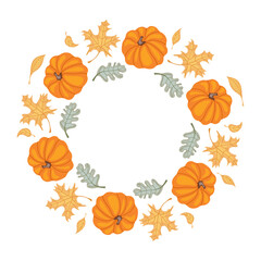 Cute vector autumn mandala with leaves, candles,pumpkin drinks,mushrooms, baskets, pumpkins on white background.Hand drawn vector illustration for coloring page and artbooks for adults and kids.