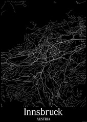 Black and White city map poster of Innsbruck Austria.