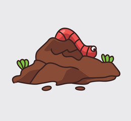 Earthworms are crawling cartoon illustration