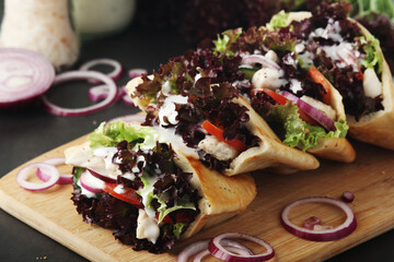 Pocket pitas with chicken salad