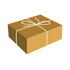Gift box isolated on white. Postal cardboard box vector illustration. 