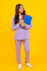 School child with book. Learning and education.