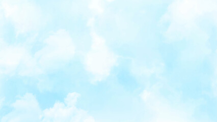 Light sky blue shades watercolor background. Aquarelle paint paper textured canvas for design, card template. Turquoise gradient color handmade illustration