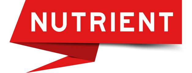 Red color speech banner with word nutrient on white background