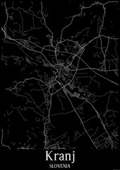 Black and White city map poster of Kranj Slovenia.