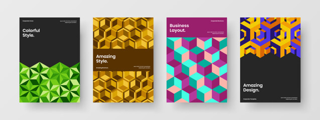 Fototapeta premium Creative geometric shapes pamphlet layout composition. Minimalistic company identity design vector concept bundle.