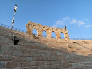 View of famous amphitheater Arena in Verona city, Italy