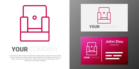 Logotype line Cinema chair icon isolated on white background. Logo design template element. Vector