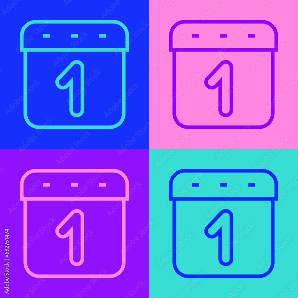 Poster pop art line calendar icon isolated on color background. event reminder symbol. vector