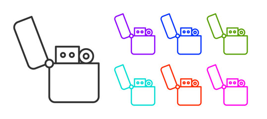 Black line Lighter icon isolated on white background. Set icons colorful. Vector