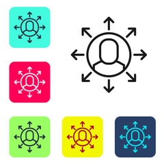 Black line Multitasking manager working icon isolated on white background. Set icons in color square buttons. Vector
