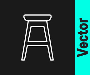 White line Chair icon isolated on black background. Vector