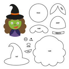 Witch mold for craft and educational work. Ideal witch for work in e.v.a, cardboard, fabric and others.