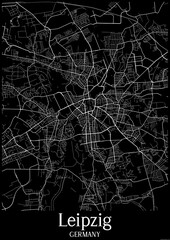 Black and White city map poster of Leipzig Germany.