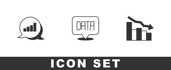 Set Pie chart infographic, Data analysis and Financial growth decrease icon. Vector