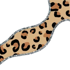 Foto op Plexiglas Leopard Pattern With Silver Sparkling Glitter Outline © GloryStarDesigns