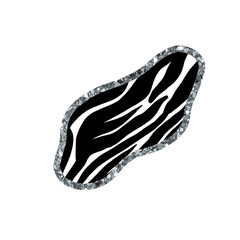 Zebra Print With Silver Glitter Outline