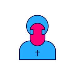 Filled outline Monk icon isolated on white background. Vector