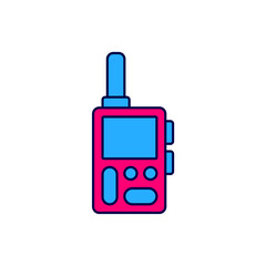 Filled outline Walkie talkie icon isolated on white background. Portable radio transmitter icon. Radio transceiver sign. Vector