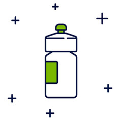 Filled outline Fitness shaker icon isolated on white background. Sports shaker bottle with lid for water and protein cocktails. Vector
