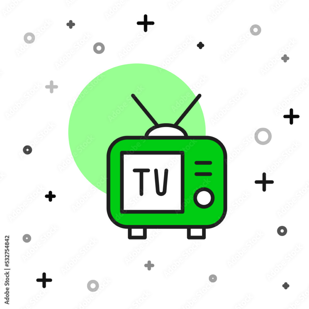 Sticker Filled outline Retro tv icon isolated on white background. Television sign. Vector