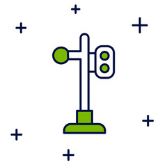 Filled outline Train traffic light icon isolated on white background. Traffic lights for the railway to regulate the movement of trains. Vector