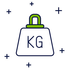 Obraz premium Filled outline Weight icon isolated on white background. Kilogram weight block for weight lifting and scale. Mass symbol. Vector