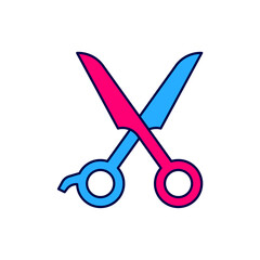 Filled outline Scissors hairdresser icon isolated on white background. Hairdresser, fashion salon and barber sign. Barbershop symbol. Vector