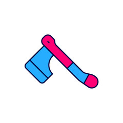 Filled outline Wooden axe icon isolated on white background. Lumberjack axe. Happy Halloween party. Vector