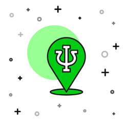 Filled outline Psychology icon isolated on white background. Psi symbol. Mental health concept, psychoanalysis analysis and psychotherapy. Vector