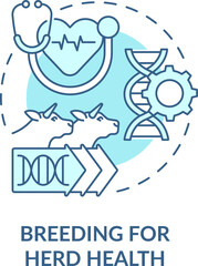 Breeding for herd health turquoise concept icon. Ensuring animal safety abstract idea thin line illustration. Isolated outline drawing