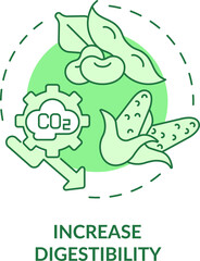 Increase digestibility green concept icon. Legume and corn crops usage abstract idea thin line illustration. Isolated outline drawing