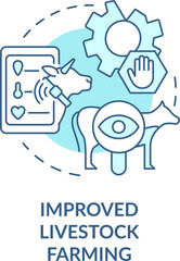 Naklejka premium Improved livestock farming turquoise concept icon. Agricultural output growth abstract idea thin line illustration. Isolated outline drawing