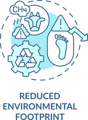 Reduced environmental footprint turquoise concept icon. Farming practices abstract idea thin line illustration. Isolated outline drawing