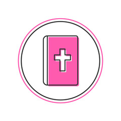 Obraz premium Filled outline Holy bible book icon isolated on white background. Vector