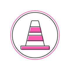 Filled outline Traffic cone icon isolated on white background. Vector