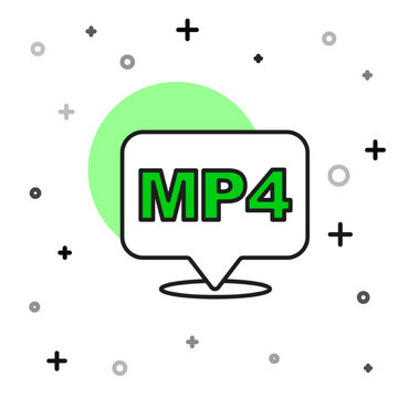 Filled outline MP4 file document. Download mp4 button icon isolated on white background. MP4 file symbol. Vector