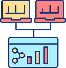 Team projects management RGB color icon. All-in-one solution. Operating workflows in one platform. Isolated raster illustration