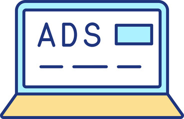 Fototapeta premium Digital advertising RGB color icon. Marketing approach. Promoting product through digital channels. Isolated raster illustration