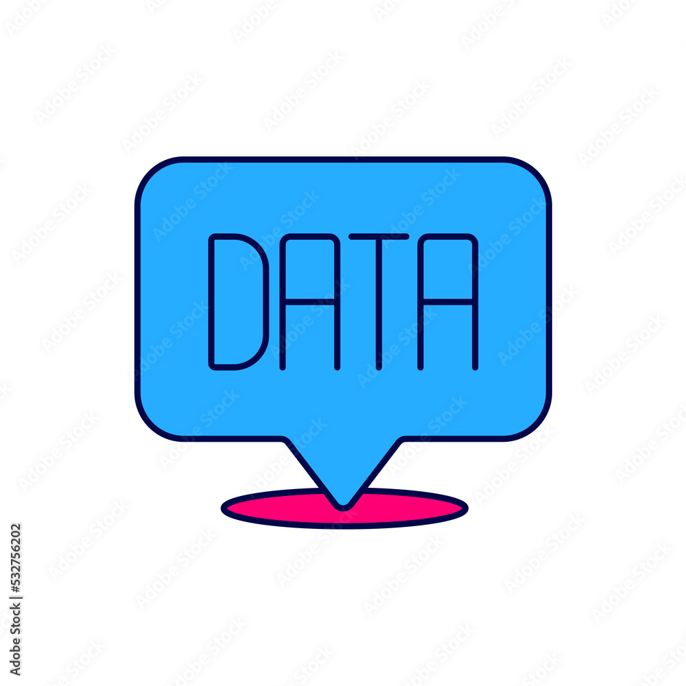 Poster filled outline data analysis icon isolated on white background. business data analysis process, stat