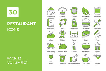 Restaurant icons collection. Set vector line with elements for mobile concepts and web apps. Collection modern icons.