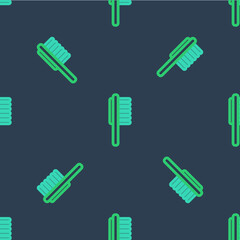 Line Pets vial medical icon isolated seamless pattern on blue background. Prescription medicine for animal. Vector