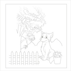 funny fox coloring page for kids