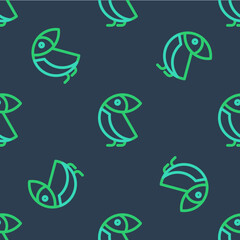 Line Albatross icon isolated seamless pattern on blue background. Vector