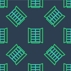 Line Wardrobe icon isolated seamless pattern on blue background. Cupboard sign. Vector