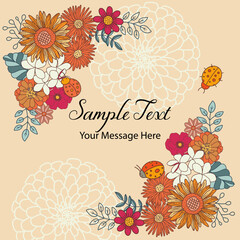 Retro Vintage Floral Bouquets Vector Frame Background