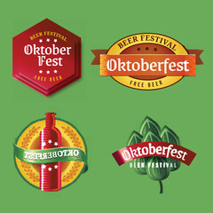 realistic oktoberfest labels collection vector design illustration
