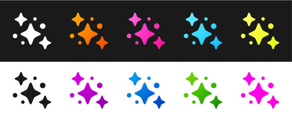 Set Home cleaning service concept icon isolated on black and white background. Building and house. Vector