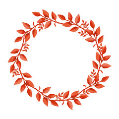 Obraz premium A wreath of leaves for inserting text. Raster wreath with red leaves.